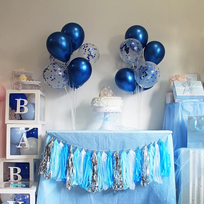 Blue Balloon Stand Centerpiece Table Decorations for Men's Birthday Father's Day Retirement Graduation Decorations Class of 2026 New Years Eve (Blue set4)