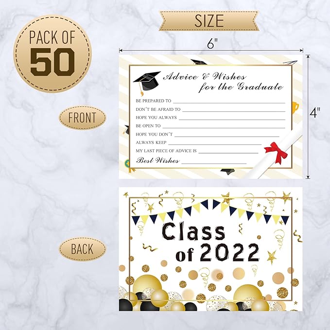 Fibevon Graduation Advice Cards - 50-Pack Graduate Party Supplies 2026 Advice for the Graduate Decorations Party Favors Table Games Personalized Graduations Cards