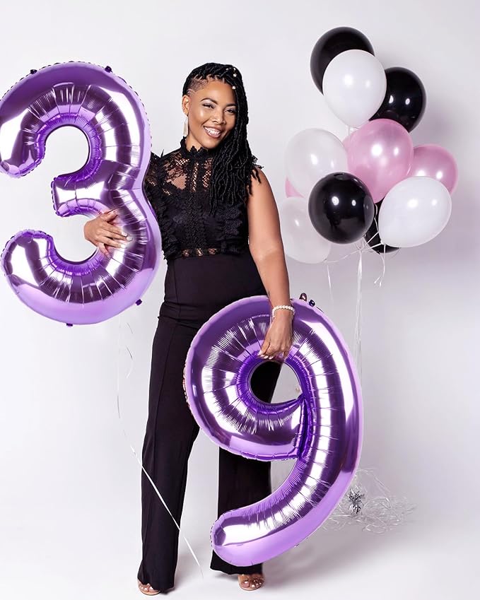 40 Inch Purple Numbers 9 Balloon, Balloons Decorations for 9 19 90 Birthday Party, Engagement, Wedding, Graduations, Photo Shoot Supplies