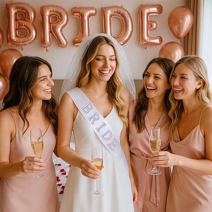 Bride to Be Sash Veil Bachelorette Party Accessories, Bridal Shower Decorations, Engagement Gifts for Bride