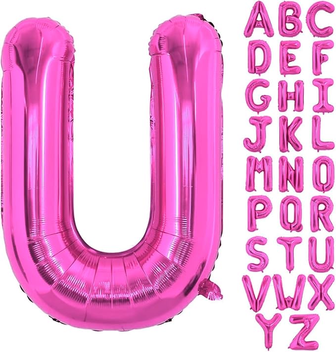 40 Inch Large Hot Pink Letter U Balloons Alphabet U Letter Balloons Foil Mylar Letter A Balloons for Birthday Party Anniversary New Year Graduation Wedding