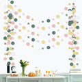 Outus 5 Pieces Colorful Dots Paper Garland Easter Decor Round Glitter Hanging Confetti Streamers Backdrop for Spring Birthday Classroom Halloween Trunk or Treat Car Decoration (Sage Green,Pink,Gold)