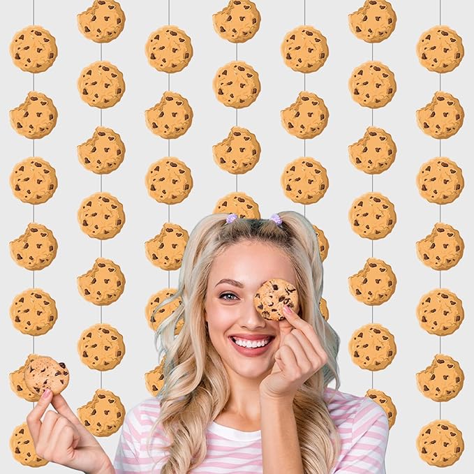 Xinnun Cookie Party Decorations Chocolate Chip Cookie Garlands Banners Cutouts Ribbon Streamers for Street Theme Birthday Baby Shower Party Decorations Supplies