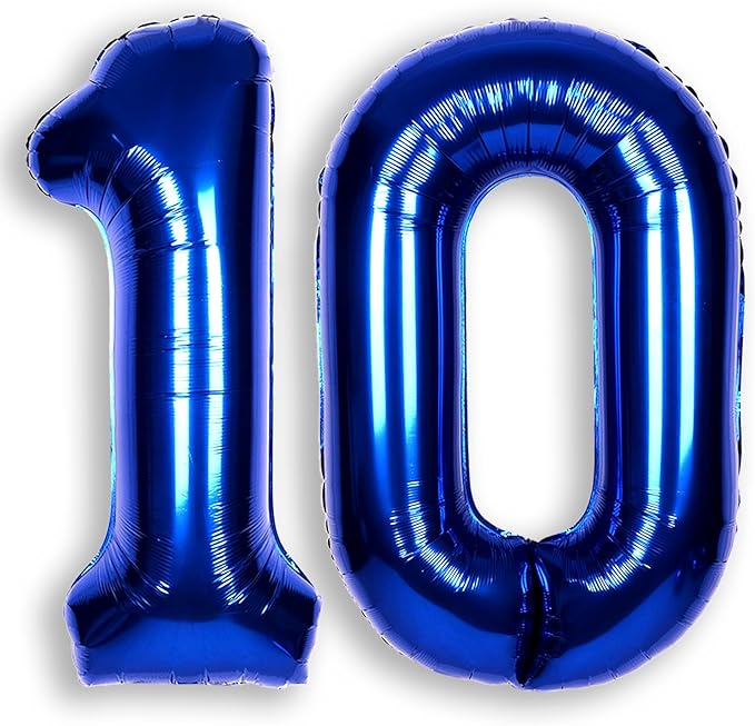 40Inch Navy Blue Number 10 Balloon Large Helium Royal Blue Number Balloons 0-9 Giant Digital 10th Foil Mylar Big Party Balloon for Boy Birthday Party Anniversary Graduation Decorations