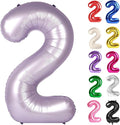 Lilac Number 2 Balloon 40 Inch, Lavender 2 Balloon Number, Lilac Mauve 2nd Birthday Decorations for Baby Girls Boys Toddlers