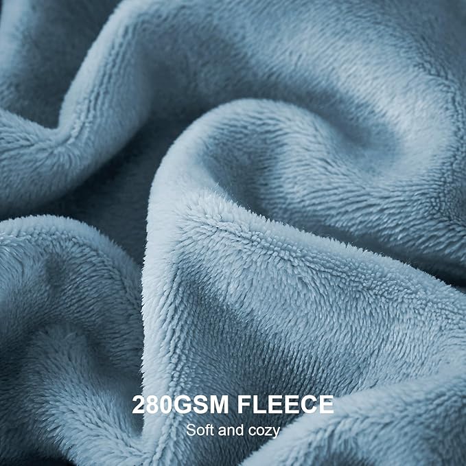 Hansleep Fleece Blanket Twin Size Washed Blue, Soft Cozy Twin Fuzzy Flannel Lightweight Blanket for Bed, Sofa, Couch, Travel, Camping, Washed Blue, 60x80 Inches