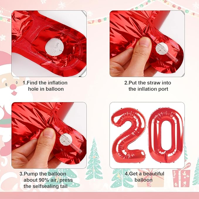 40 Inch 2026 Number Balloons, Red Nye Decorations 2026, New Years Decorations, 2026 Balloon for Graduation Happy New Year and 2 6 20 26 Birthday Parties