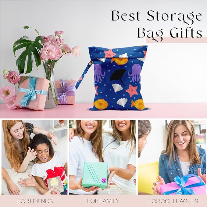 Wet Bag, Wet Dry Bag, Waterproof Swim Bags, Machine Washable Reusable Bags for Beach, Pool, Diapers, and Dirty Yoga Gym Clothes(Cute Under the Sea Pattern