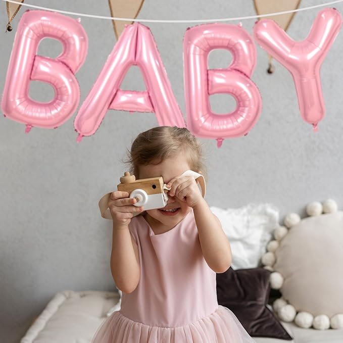 Biapian 40 Inch Baby Letter Balloons, Giant Light Pink Baby Balloons, 4 Pcs Big Pastel Pink Foil Large Aluminum Balloon for Girls Women Birthday, Baby Shower, Wedding, Gender Reveal Party Decoration