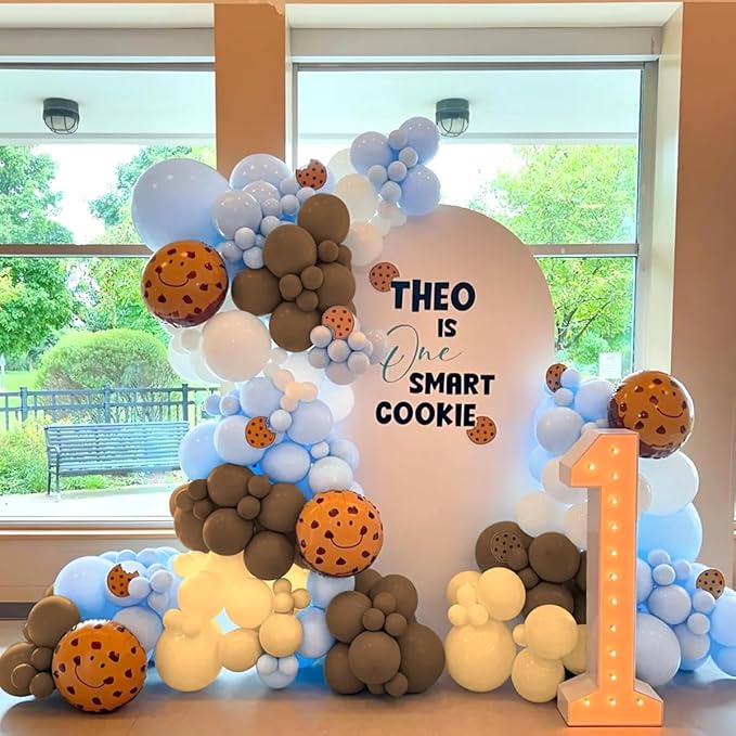 Dusty Blue Brown and White Balloon Arch Kit, 160Pcs Pastel Blue Coffee Brown White Sand Neutral Balloons Garland for Baby Shower Gender Reveal Wedding Birthday Party Decoration