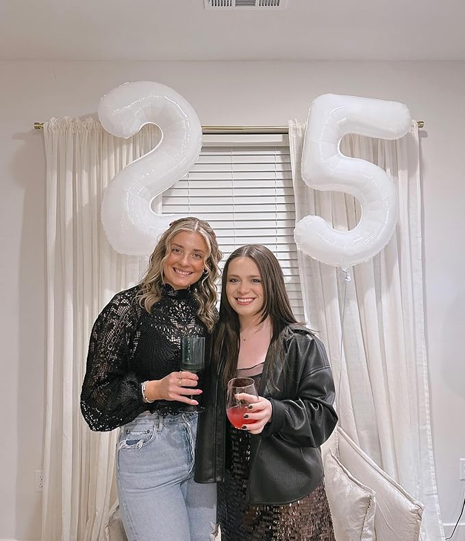 White 2 Balloon, Translucent Number Balloons 40 Inch, 2nd Balloon Number Birthday Decorations, Second Two Birthday Party Supplies, Number 2 Balloon