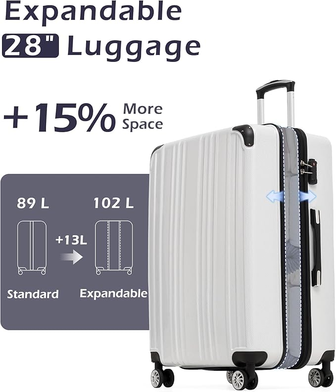 Coolife Luggage, Suitcase with Durable and Lightweight, Large Checked Luggage with PC+ABS Hardshell Expandable, Dual Spinner Wheels, TSA Lock, and YKK Zipper (orange new, L(28in))