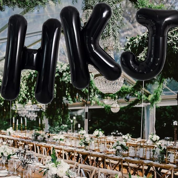 TONIFUL 40 Inch Black K Letter Jumbo Helium Balloons, Foil Mylar Big Alphabet Balloons for 2026 New Year Eve Graduation Wedding Baby Shower Birthday Party Anniversary Supplies Decorations