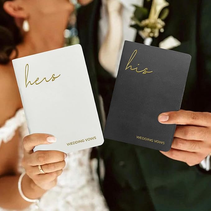 Vow Books His and Hers, Wedding Vow Books with Soft Touch Gold Foil Engraving, Wedding Essentials, Wedding Accessories