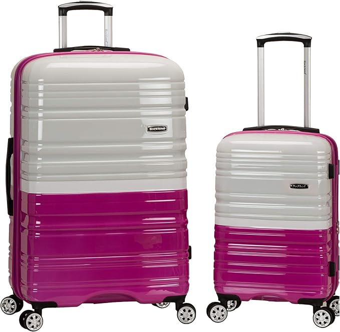 Rockland Melbourne Hardside 2 Piece Expandable Spinner Wheel Luggage Set, (20"/28"), Two Tone White