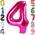 40 Inch Hot Pink Number 4 Balloon, Giant 4 Number Balloons for 4th Birthday Decorations, Party Supplies for Baby Boy Girl, Hot Pink Party Decor