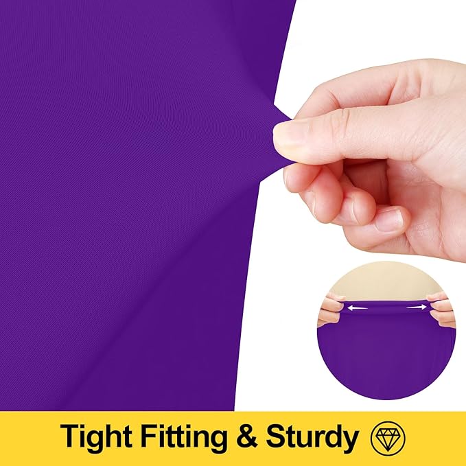 Smiry Spandex Tablecloth, Elastic Fitted Stretch Tablecloth for 6FT Rectangle Tables, Waterproof Washable Table Cover Skirt for Outdoor, Wedding, Banquet & Parties (Purple, 72Lx30Wx30H Inch)