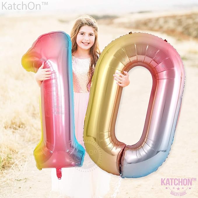 KatchOn Large, 40 Inch Rainbow Number 0 Balloon - Colorful, Giant Foil Mylar Balloon for Unisex Kids & Adults - Multicolor, 1 Count, Anniversary, Birthday, Unisex, All Ages