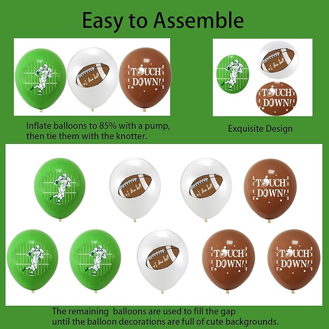 Football Balloons Football Party Decorations Football Latex Balloons Rugby Balloons for Touchdown Sports Theme Football Party Supplies Birthday Party Decorations 12Pcs