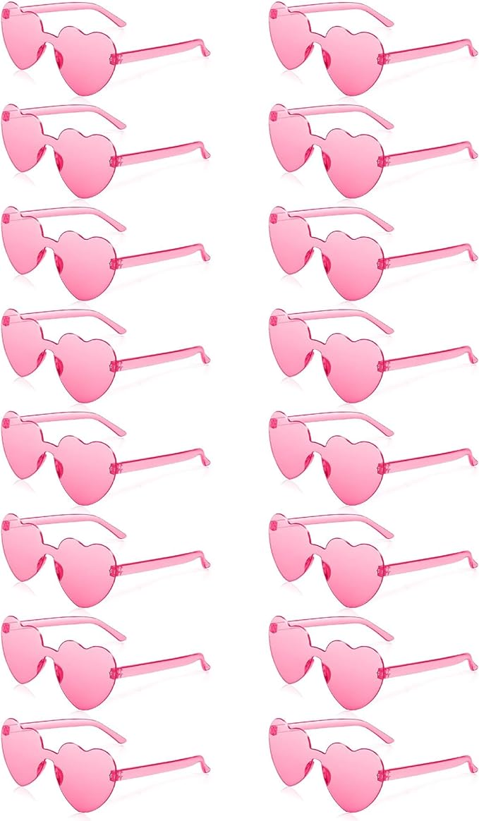 16 Pairs Heart Sunglasses for Women Bulk Transparent Pink Heart Shaped Sunglasses Bachelorette Party Glasses Fun Glasses for Party Favor to Add A Splash of Fun And Style