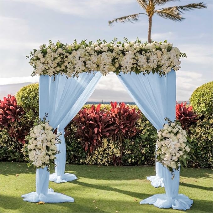 Wedding Arch Draping Fabric 30'' x 18FT Sheer Chiffon Arch Drape Backdrop 1 Panel Baby Blue Drape for Easter Bridal Shower Baby Shower Photo Booth Church Decor Birthday Party Outdoor Decor