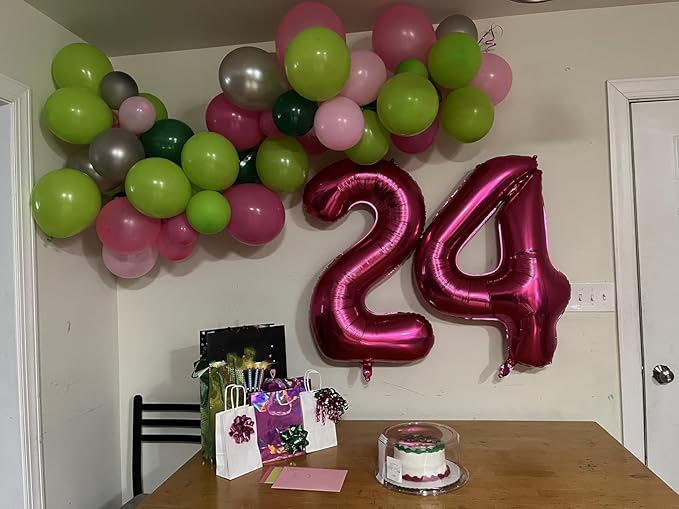 40 Inch Number 7 Balloon, Rose Purple Seven Birthday Decor, 7 17 27 70 Year Old Balloon Number for Engagement, Wedding, Graduations