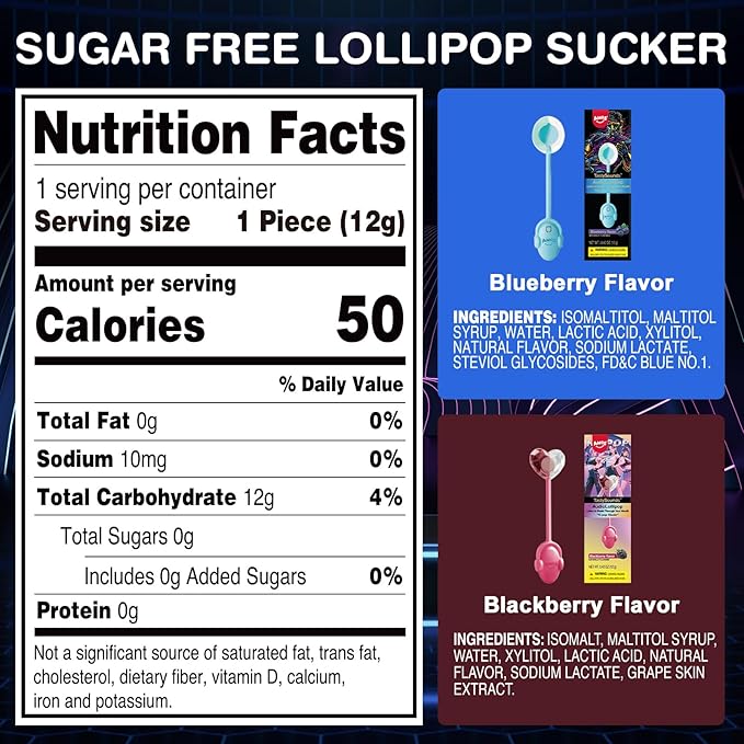 AMOS TastySounds Audio Lollipop 2-Pack Combo - Blackberry & Blueberry Flavors, Bone Conduction Music Candy with Earbud Design
