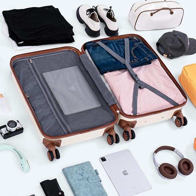 Cosbarn Carry On Luggage Sets 3 Piece, 20 Inch Luggage 22x14x9 Airline Approved with Wheels and TSA Lock, ABS Lightweight Hardshell Travel Suitcase Set with Duffel Bag Travel Bag for Men Women