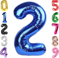 40 Inch Metallic Blue Number 2 Balloon, Giant 2 Number Balloons for 2nd Birthday Decorations, Party Supplies for Baby Boy Girl, Metallic Blue Party Decor