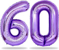 60th Birthday Balloons Purple for Women, 40 Inch Giant Mylar Foil Number 60 Balloons Self Inflating, Purple Digit 6 & 0 Helium Balloons for 60th Anniversary Party Decorations Supplies