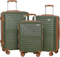 Romswi 3-Piece Expandable Luggage Set 20/24/28 Inch, Spinner Hardshell Lightweight Suitcases with TSA Lock, YKK, Checked & Carry On Luggage Set, Olive Green