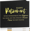 2026 Retirement Guest Book with 2 Markers 8.7'' Square Hardcover Blank Guest Photo Signing Memory Book Happy Retirement Gift Party Supplies for Women Men Teacher Grad Decor(Black,Elegant)