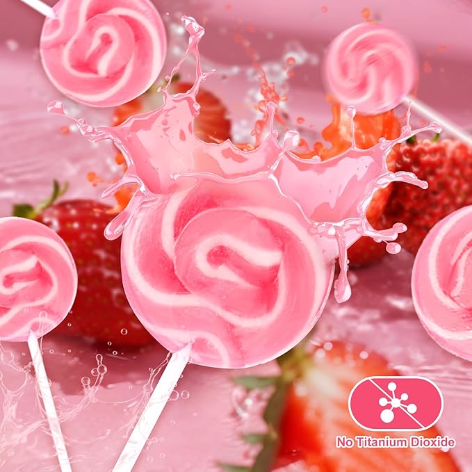 Pink Swirl Lollipops Individually Wrapped Bulk, Valentine’s Candy Lollipops, Baby Shower Lollipop, Pink Suckers for Kid's Birthday Party Favors and Candy Buffet, Strawberry Flavor 18 Pack