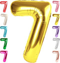 40 Inch Number 7 Balloon, Gold Seven Birthday Decor, 7 17 27 70 Year Old Balloon Number for Engagement, Wedding, Graduations