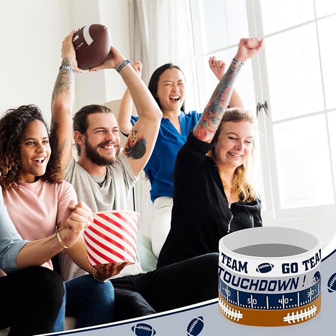 Deekin 32 Pcs Football Wristband Silicone Bracelets Football Party Favor Bracelet Motivational Rubber Bracelets for Men Women Fan Party Favors Sport Theme Birthday Supplies Gifts(Classic)
