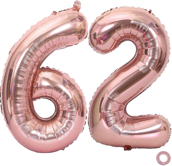 Juland Rose Gold Number Balloons Large Foil Mylar Balloons 40 Inch Giant Jumbo Number Balloons for Birthday Party Decorations 26