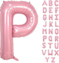 Biapian 40 Inch Letter Balloons, Light Pink Letter P Balloon Giant, Alphabet P Balloon Foil with Straw, Macaron Pink Letters Balloon for Girls Women Birthday Party Baby Shower Anniversary Decoration
