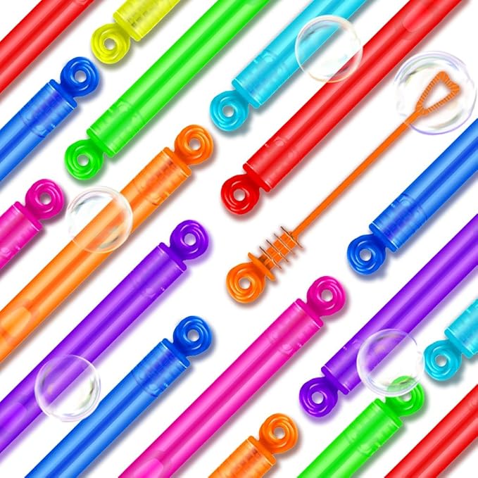 24 Pack Bubble Party Favors for Kids, Goodie Gift Bag Stuffer Fillers for Kids, 8 Colors Mini Bubble Wands Birthday Summer Beach Pool Toys for Boys Girls, Classroom Prizes Treats for Toddlers