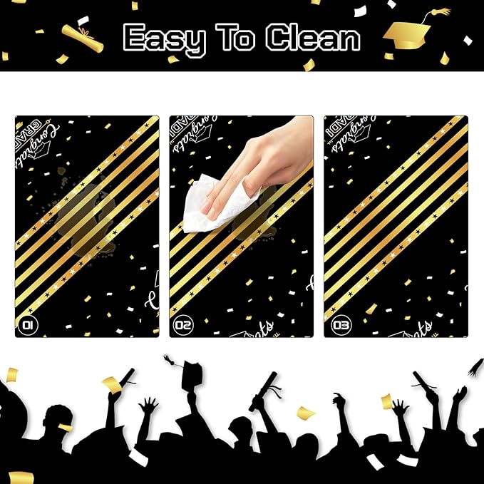 Childom 3 Pack Graduation Tablecloth,Graduation Decorations Class of 2026 Graduation Party Decorations,54"x108" Black and Gold Plastic Table Cloth Disposable Rectangle for Home,School,Party Supplies