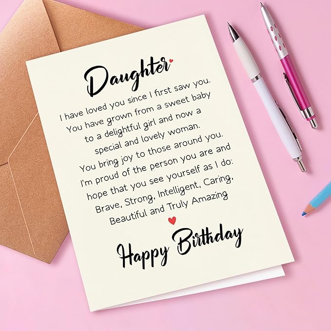 Funny Birthday Card For Daughter, Heartfelt Birthday Card From Mom | Dad, Birthday Gift For Daughter Adult, Happy Birthday Card