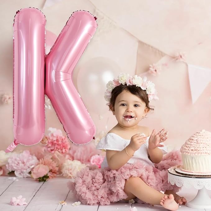 TONIFUL 40 Inch Large Pink Letter K Balloons Giant Foil Mylar Alphabet Balloon for Birthday Party Anniversary Baby Shower Wedding Supplies Decorations