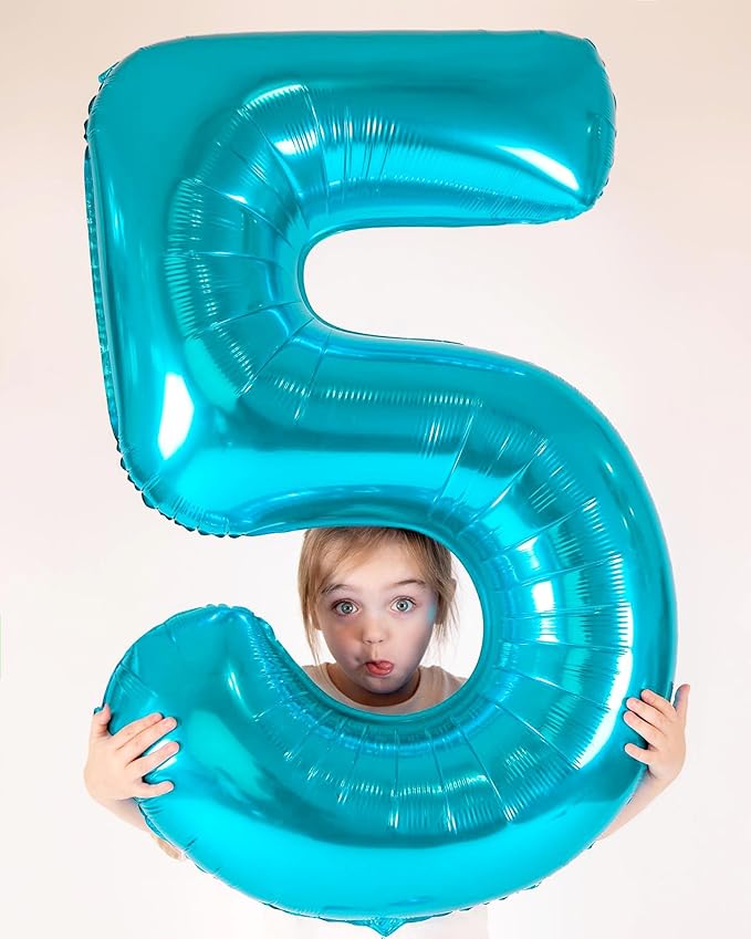 Light Blue Number 5 Balloon 40 Inch, 5 Balloon Number, 5th Birthday Decorations, Light Blue Party Supplies for Boys Girls