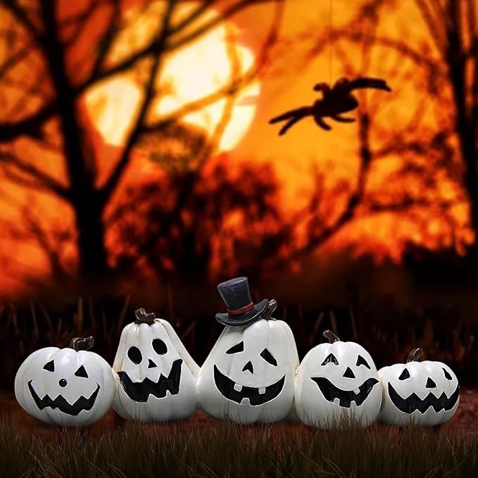 Hodao Halloween Pumpkin Decorations Indoor Halloween Decorations Clearance for Table/Halloween/Window/Present Box/Gift/Courtyard Corridor (White Pumpkin)