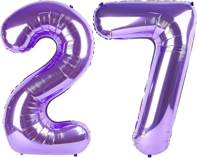 Purple Number 27 72 Birthday Balloon 40 Inch, 27 72 Party Celebration Decorations Supplies, Mylar Foil Numbers Balloons for 27 72 Wedding Anniversary
