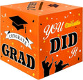 Graduation Card Box, Graduation Party Decorations 2025, Graduation Box, Graduation Card Holder, Foldable Cardboard Congrats Grad Card Gift Box for Graduation Party Supplies Party Favors Orange