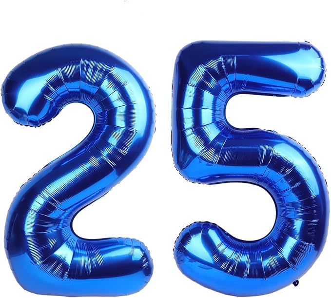 25 Number Balloons, Dark Blue Balloons for Man Woman 25th Birthday Decoration, Foil Number Ballon for 25, 52 Anniversary, Bridal Shower, Graduation, Halloween, Christmas, New Year