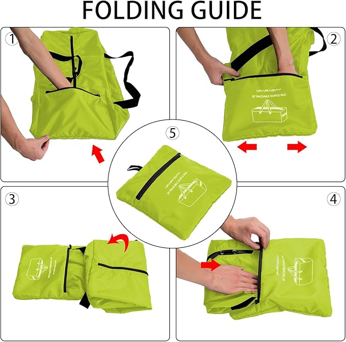 iFARADAY Foldable Duffel Bag 30" / 75L Lightweight with Water Rresistant for Travel-Light Green