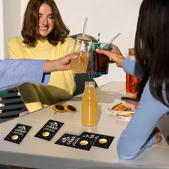 COCHIE 30 Cards Scratch Off Graduation Party Game, Class of 2025 Door Raffle Grad Games, Graduation Parties Supplies Favor Decorations (Black Gold)