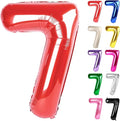 Red Number 7 Balloon 40 Inch, 7 Balloon Number, 7th Birthday Decorations, Red Party Supplies for Boys Girls
