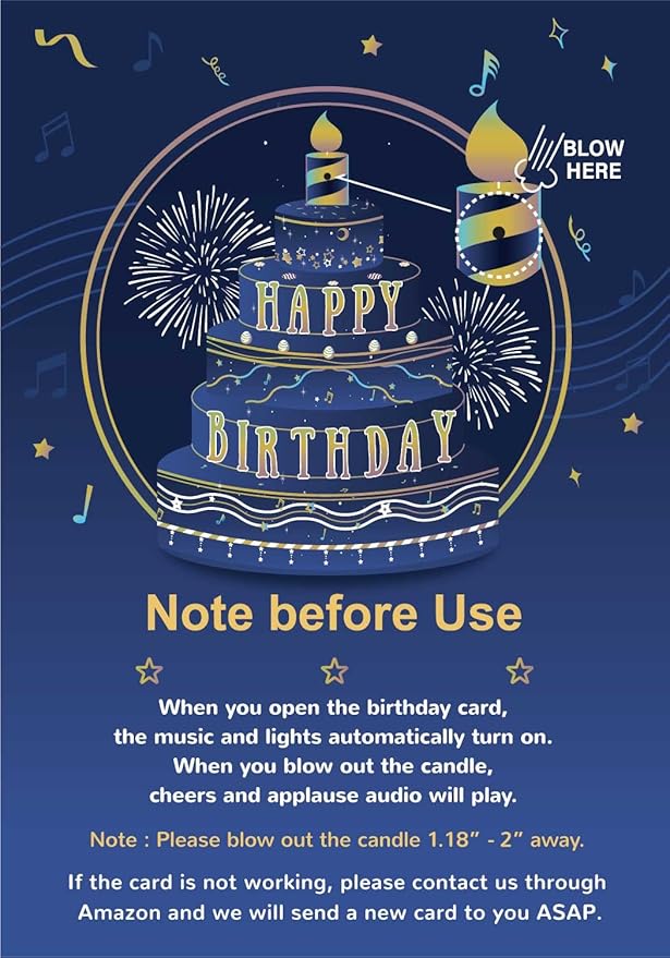 3D Pop Up Birthday Cards, Musical LED Lights Birthday Cards, Greeting Cards, Birthday Gifts for Mom Women Men Kids Child Dad Father Wife